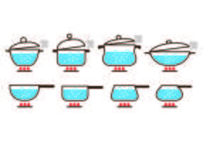 Töpfe mit kochendem Wasser Icon Vektoren