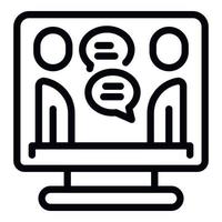 Online-Seminar-Icon-Umrissvektor. Trainingskurs vektor