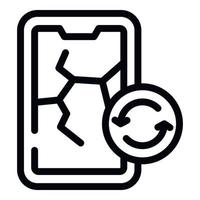 Recycling-Smartphone-Symbol Umrissvektor. Abfallfabrik vektor