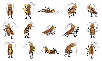 kackerlacka ikoner uppsättning tecknad serie vektor. mört skalbagge vektor