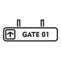 Fly Gate Symbol Umrissvektor. Flughafenflug vektor