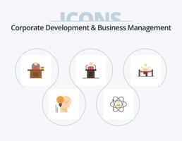 Corporate Development und Business Management Flat Icon Pack 5 Icon Design. Computer. Pult. Entwicklung. Talent. persönlich vektor