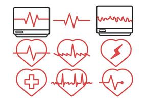 hjärta rytm ikon pack vektor