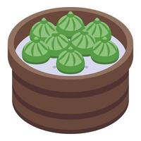 grön baozi ikon isometrisk vektor. kinesisk mat vektor