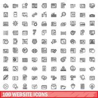 100 Website-Icons gesetzt, Umrissstil vektor