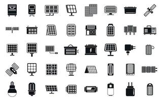 Symbole für Sonnenkollektoren setzen einfachen Vektor. Solar-Wechselrichter vektor