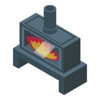 Ofen Feuer Symbol isometrischer Vektor. Gashaus vektor