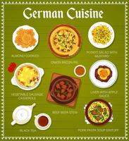tysk kök måltider meny sida vektor mall