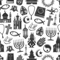 religion symboler sömlös mönster bakgrund vektor