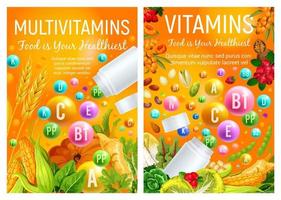 Vitaminpillen in Gemüse und Obst vektor