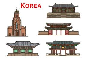 Koreanische Reisesehenswürdigkeiten alte Gebäude vektor