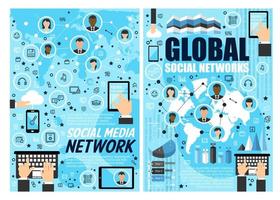 global och media social nätverk, linjär vektor