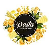 italienische Pasta traditionelle Küche, Kreisbanner vektor