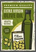 organisk oliv olja extra jungfrulig flaska och ättiksgurka vektor