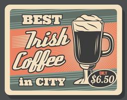 Irish Coffee, Vektor-Retro-Glastasse und Schaum vektor