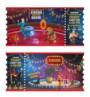 Zirkus-Zaubershow-Tickets Cartoon-Tickets vektor