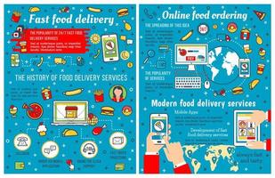 Fast-Food-Imbiss und Infografik zur Lieferung vektor