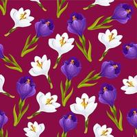 Frühling Krokus Blume Musterdesign, Vektor