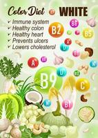 detox Färg diet vit frukter, grönsaker vitaminer vektor