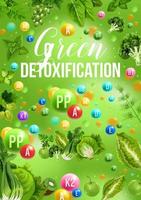 detox Färg diet affisch med grön dag mat meny vektor