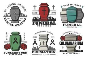 begravning service, begravning urna kolumbarium vektor