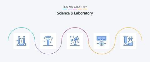 vetenskap blå 5 ikon packa Inklusive kolvar. skydd. vetenskap. mask. teleskop vektor
