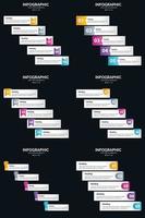 Vektor 6 Infografiken Pack Präsentationsfolie Vorlage 5 Schritte Zyklusdiagramme und Zeitleisten