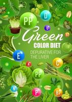 grünes obst und gemüse. Detox-Diät veganes Essen vektor