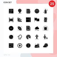 Bearbeitbares Vektorlinienpaket mit 25 einfachen soliden Glyphen zum Drucken von Farbdatei-Flaschenmedizin bearbeitbare Vektordesign-Elemente vektor