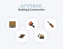 Bau- und Konstruktionslinie gefüllt Icon Pack 5 Icon Design. Gebäude. Lastwagen. Quadrat. Aufzug. Kran vektor