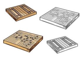 go und shogi japanische brettspiele vektor