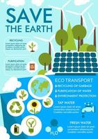 Save Earth Banner für ökologisches Umweltdesign vektor
