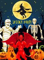 Halloween-Horror-Party-Banner mit Dämonenmonstern vektor