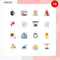 16 universell platt färger uppsättning för webb och mobil tillämpningar upp pil byggnader dryck vattenmelon redigerbar packa av kreativ vektor design element
