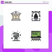 Stock Vector Icon Pack mit 4 Zeilenzeichen und Symbolen für Bankgrillservice Zeichengeräte editierbare Vektordesign-Elemente