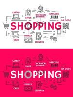 Symbole für Einkaufs- und Einzelhandelsumrisse vektor
