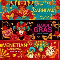 venetian karneval masker och mardi gras vektor