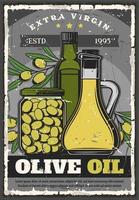 naturlig oliv olja i flaska, kanna eller bevarad vektor