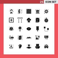 moderner Satz von 25 soliden Glyphen und Symbolen wie Cog Money Secure House Coins editierbare Vektordesign-Elemente vektor