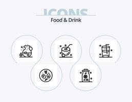 Essen und Trinken Linie Icon Pack 5 Icon Design. . Lebensmittel. Stand. Beeren. Getränk vektor