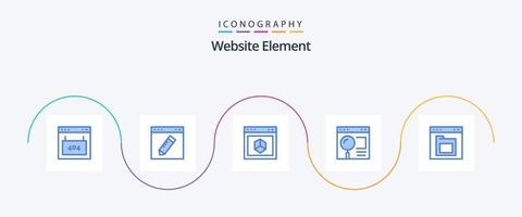 website element blue 5 icon pack inklusive seite. Browser. Bildung. Seite? ˅. Element vektor