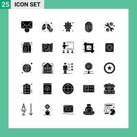 25 solides Glyphenkonzept für mobile Websites und Apps Scannen von Scan-Award-Erkennung Fingerabdruck editierbare Vektordesign-Elemente vektor