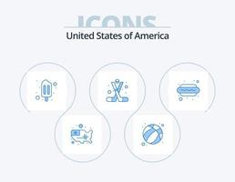 USA-Blau-Icon-Pack 5-Icon-Design. Hund. Amerika. Eis. amerikanisch. Eishockey vektor