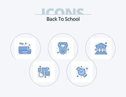 zurück zur Schule blau Icon Pack 5 Icon Design. . Bank. Schule. Schule. Champion vektor