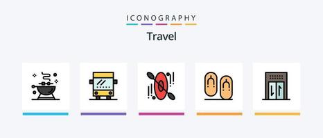 resa linje fylld 5 ikon packa Inklusive resa. hotell. meny. resa. pass. kreativ ikoner design vektor
