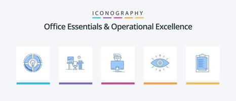 Office Essentials und Operational Excellence Blue 5 Icon Pack inklusive Mitglied. Symbol. Bürotisch. Auge. Spieler. kreatives Symboldesign vektor