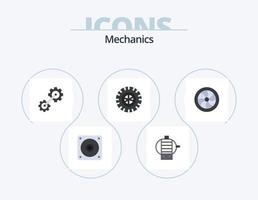 Mechanik flach Icon Pack 5 Icon Design. . Rad. industriell. Reparatur. Wagen vektor