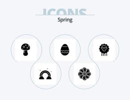 Frühlingsglyphen-Icon-Pack 5 Icon-Design. die Schafe. Hammelfleisch. Pilz. Feder. Ostern vektor