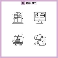 Stock Vector Icon Pack mit 4 Zeilenzeichen und Symbolen für Home Formula Computer Job Testng editierbare Vektordesign-Elemente