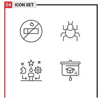 Packung mit 4 modernen Filledline-Flachfarbzeichen und -symbolen für Web-Printmedien wie bearbeitbare Vektordesign-Elemente für Nichtraucher-Star-Natur-Benutzerdiagramme vektor